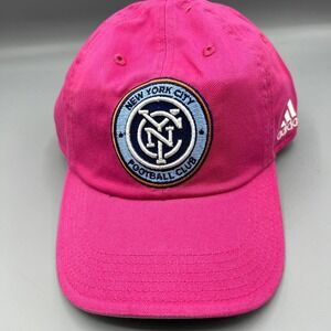 New York City FC Hat Women Pink Gray Adidas MLS Strap Back Cap New‎
